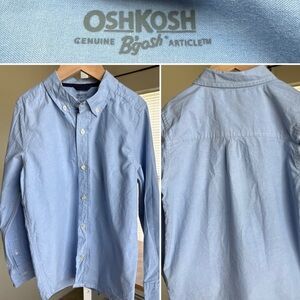 Oshkosh Boys Size 10 Blue Button Down Shirt Long Sleeve